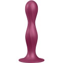 SATISFYER - DOUBLE BALLR SILICONE DILDO GARNET