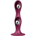 SATISFYER - DOUBLE BALLR SILICONE DILDO GARNET