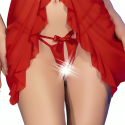 CHILIROSE - CR 4696 BABYDOLL STRING SANS CROTCHLESS ROUGE L/XL