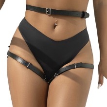 SUBBLIME - HARNAIS DE TAILLE ET DE JAMBES EN CUIR NOIR TAILLE