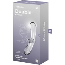 SATISFYER - DILDO DE CRISTAL DUPLO AZUL