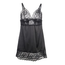 SUBBLIME - BABYDOLL WITH FLORAL PRINT CHEST BLACK S/M