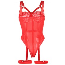 SUBBLIME - TEDDY WITH GARTER STRAP DETAIL CHEST RED S/M