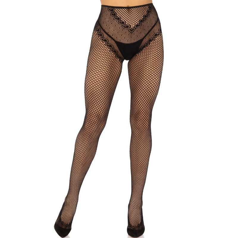 LEG AVENUE - CROTCHLESS FISHNET STOCKINGS BLACK LEG AVENUE - CROTCHLESS FISHNET STOCKINGS BLACK