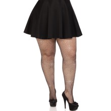 LEG AVENUE - MEIAS DE MALHA CRISTALIZADA CARAMEL PLUS SIZE