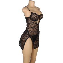 SUBBLIME - 954185 LACE BABYDOLL WITH ADJUSTABLE STRAPS BLACK S/M