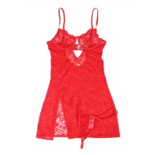 SUBBLIME - 954215 SPITZEN-BABYDOLL MIT VERSTELLBAREN TRÄGERN ROT L/XL