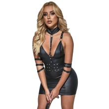 SUBBLIME - 954413 LEATHER BONDAGE BODY BLACK L/XL