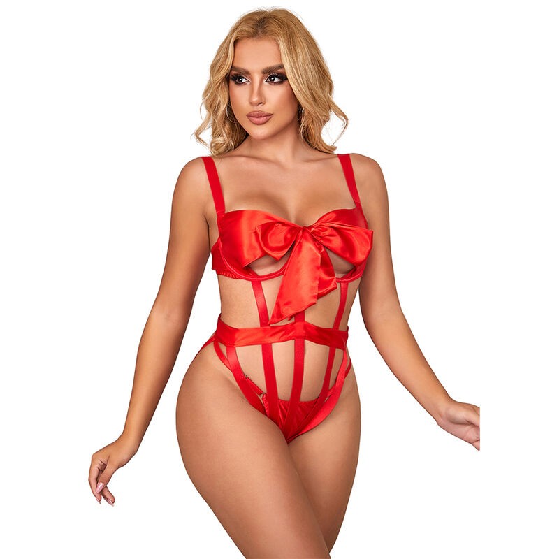 SUBBLIME - 954475 SEXY OPENWORK BODY WITH BOW RED L/XL