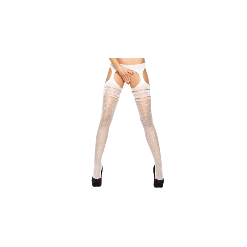 PASSION - TIGHTS WITH GARTER BS002 WHITE