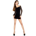 PASSION - MULHER BS026 VESTIDO PRETO ESTILO BODYSTOCKING