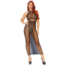 LEG AVENUE - HALTER DUAL NET BACKLESS DRESS