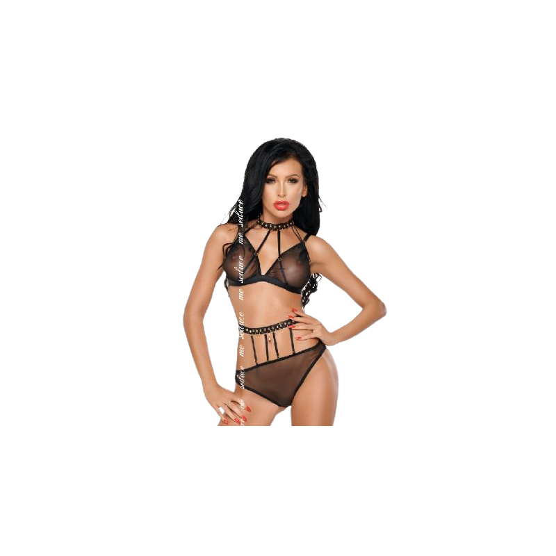 ME-SEDUCE - DOTTY SET TWO PIECES BLACK XXL/XXXL