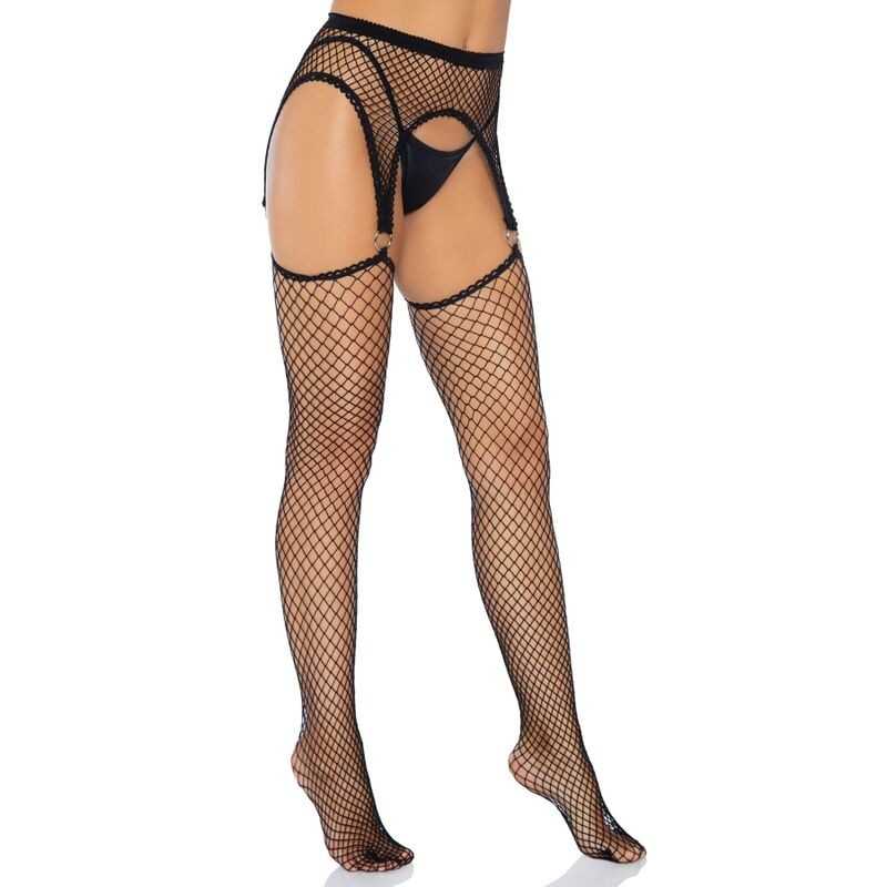 LEG AVENUE - INDUSTRIAL NET STRÜMPFE MIT O-RING BEFESTIGTEM STRUMPFGÜRTEL, EINE GRÖSSE