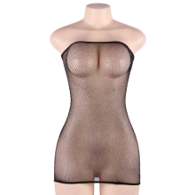 QUEEN LINGERIE - VESTIDO CORPO REDE COM DIAMANTES S/L