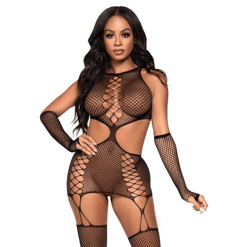LEG AVENUE - ROBE JARRATIÈRE AVEC GANTS TAILLE UNIQUE LEG AVENUE - ROBE JARRATIÈRE AVEC GANTS TAILLE UNIQUE
