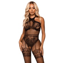 LEG AVENUE - NET HALTER BODYSTOCKING EINE GRÖSSE - SCHWARZ