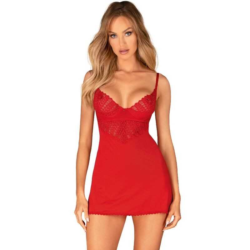 OBSESSIVE - INGRIDIA CHEMISE THONG RED XS/S