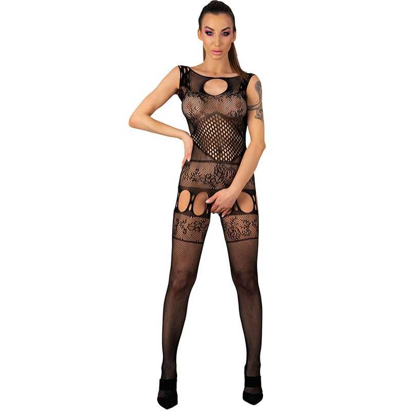 LIVCO CORSETTI FASHION - AMBROISE LC 17352 BODYSTOCKING CROTCHLESS BLACK ONE SIZE