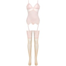 LIVCO CORSETTI FASHION - PERSINNE PEACH SET CORSET + PANTY + STOCKINGS