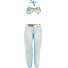 SUBBLIME - CONJUNTO DE LINGERIE AZUL ESTILO INDIA L/XL