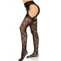 LEG AVENUE - LACE GARTER STOCKINGS BLACK