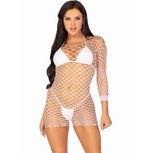 LEG AVENUE - LONG SLEEVE NET DRESS GREEN ONE SIZE