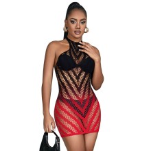 SUBBLIME - 952242 ROBE RÉSILLE ÉLASTIQUE DÉGRADÉ ROUGE ET NOIR