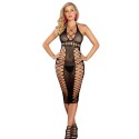 SUBBLIME - 952310 LONG BLACK FISHNET DRESS ONE SIZE