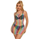 SUBBLIME - 952365 RAINBOW BARE SHOULDER FISHNET DRESS ONE SIZE