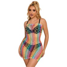 SUBBLIME - 952365 RAINBOW BARE SHOULDER FISHNET VESTIDO TAMANHO