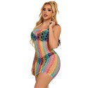 SUBBLIME - 952365 RAINBOW BARE SHOULDER FISHNET VESTIDO TAMANHO