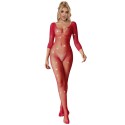 SUBBLIME - 952419 FISHNET BODYSTOCKING WITH DIAMONDS LONG SLEEVE RED ONE SIZE