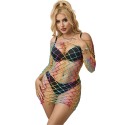 SUBBLIME - 952426 REGENBOGEN-KLEID MIT LANGEN RMELN UND NETZ