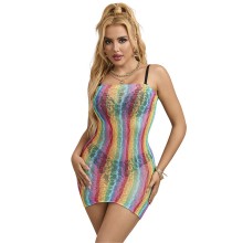 SUBBLIME - 952457 RAINBOW OFF SHOULDER RMELLOSER NETZ KLEID