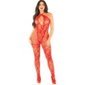 LEG AVENUE - BODYSTOCKING A MAGLIA CON STAMPA A FIORI ROSSO