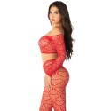 LEG AVENUE - CROP TOP + STOCKINGS RED ONE SIZE