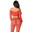LEG AVENUE - CROP TOP + STRÜMPFE ROT EINHEITSGRÖSSE