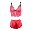 SUBBLIME - 953898 SILK AND LACE NIGHTGOWN + PANTIES RED S/M