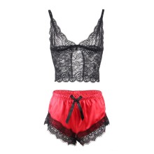 SUBBLIME - 953959 LÄSSIGE SEIDENNACHTHEMD + SPITZENHOSE