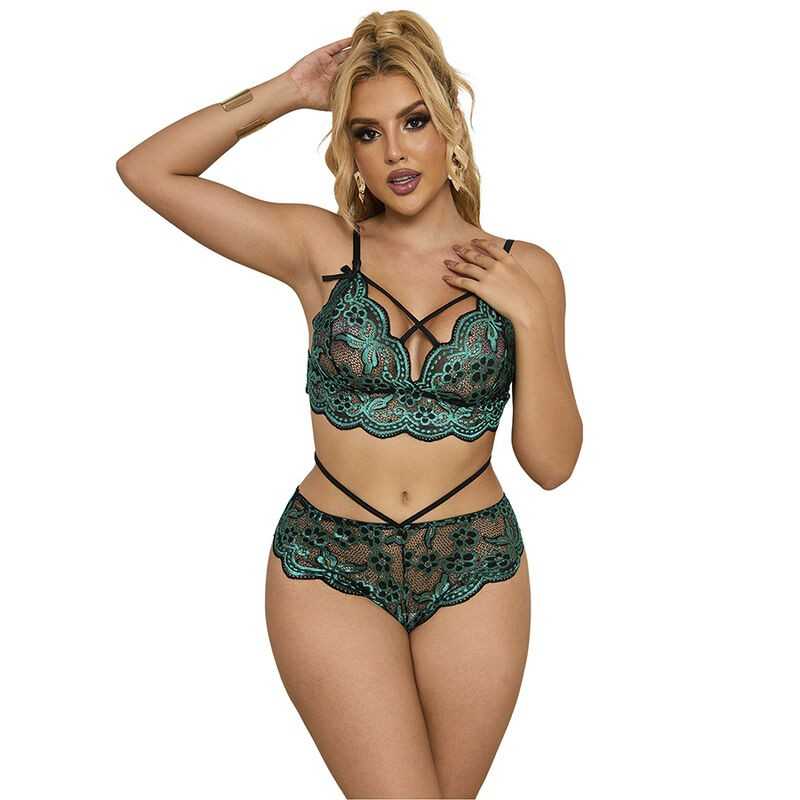 SUBBLIME - 954093 SUTIÃ + CALCINHA RENDA VERDE L/XL SUBBLIME - 954093 SUTIÃ + CALCINHA RENDA VERDE L/XL