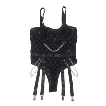 SUBBLIME - 9542277 BODY CON CATENE + CINTURA REGGICALZE NERO