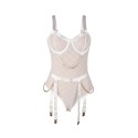 SUBBLIME - 954284 BODY AVEC CHAÎNES + PORTE-JARRETELLES BLANC