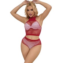 SUBBLIME - 952402 FISHNET SET WITH PINK DIAMONDS ONE SIZE