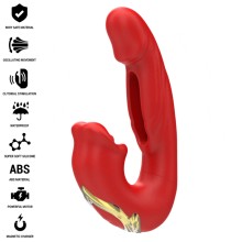 INTENSE - NATHY DOUBLE VIBRATOR WITH MULTIFUNCTION STIMULATING MOUTH RED