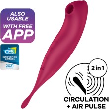 SATISFYER TWIRLING PRO+ AIR PULSE STIMULATOR VIBRATOR APP - RED