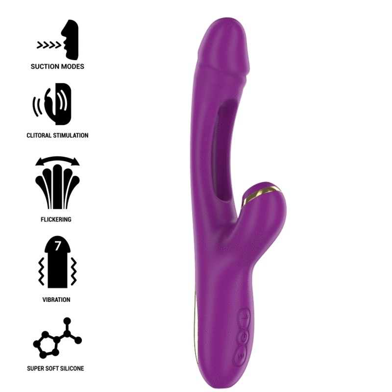 INTENSE - ATENEO RECHARGEABLE MULTIFUNCTION VIBRATOR 7 VIBRATIONS WITH SWINGING MOTION AND SUCKING PURPLE