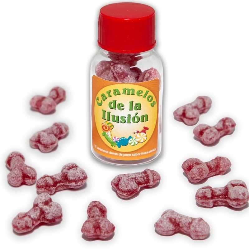 DIABLO PICANTE - 12 PENIS-SHAPED ILLUSION CANDIES STRAWBERRY/CHERRY