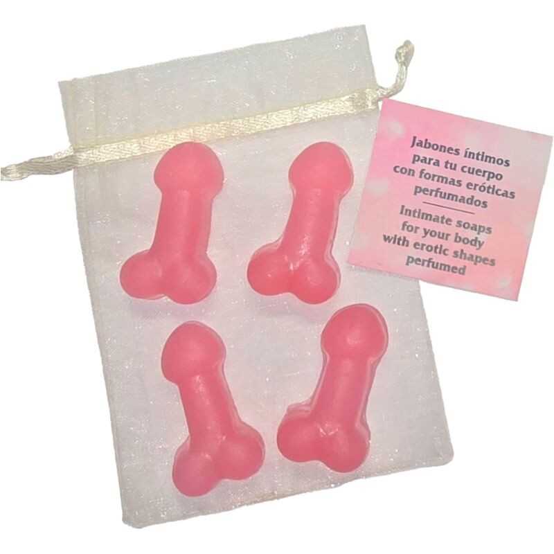 DIABLO PICANTE - 4 MINI SAVONS PARFUMÉS EN FORME DE PÉNIS ROSE DIABLO PICANTE - 4 MINI SAVONS PARFUMÉS EN FORME DE PÉNIS ROSE