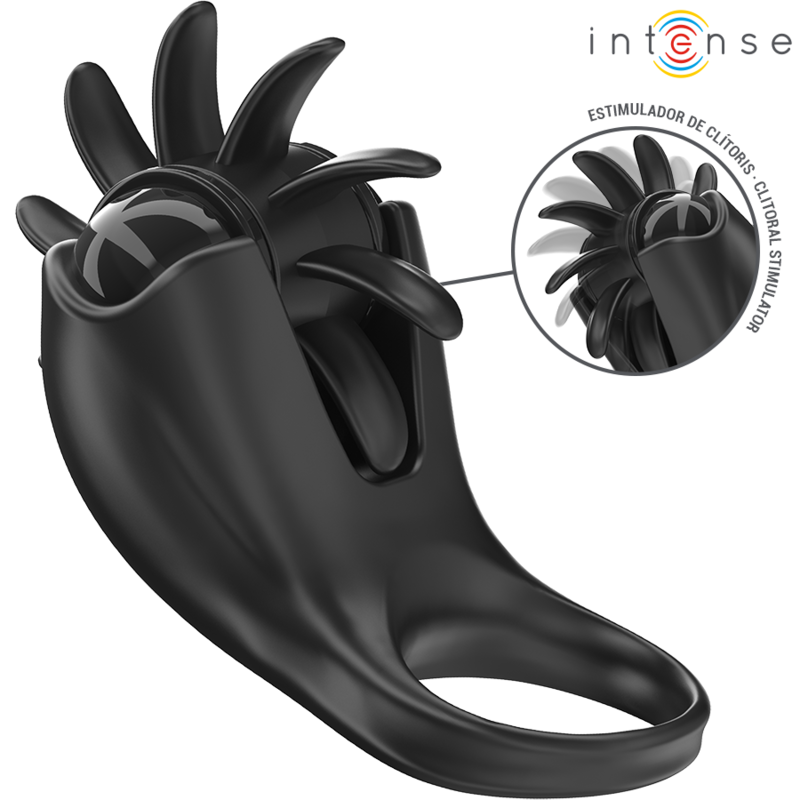 INTENSE - MABEL ANNEAU VIBRANT 10 VIBRATIONS AVEC STIMULATEUR DE CLITORIS NOIR